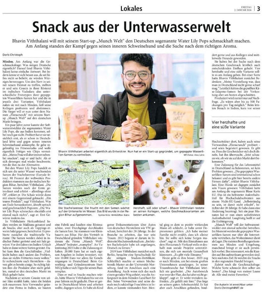 MunchWelt in Mindener Tageblatt: A New Snack Startup from Minden, Germany